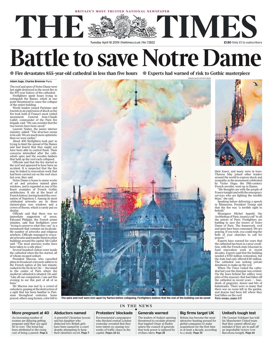 Incendio Notre Dame a Parigi: la notizia in tutto il mondo