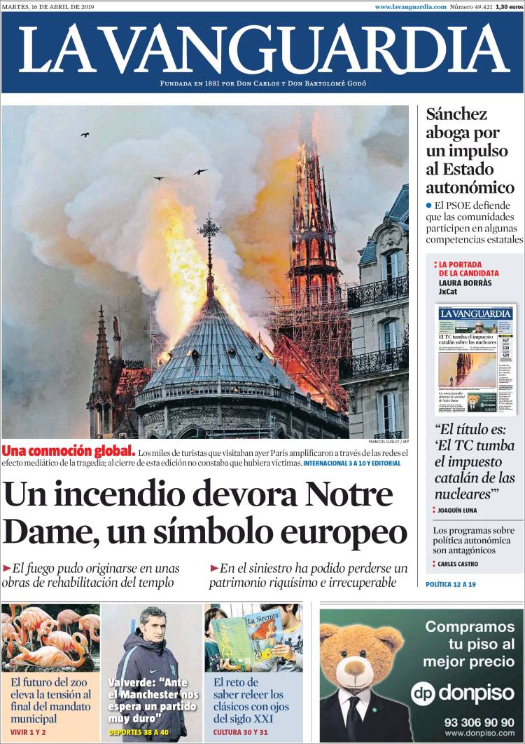 Incendio Notre Dame a Parigi: la notizia in tutto il mondo