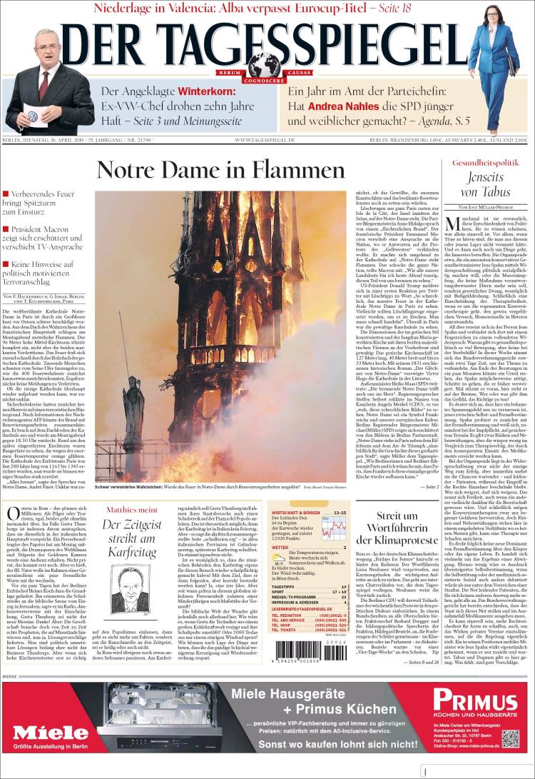 Incendio Notre Dame a Parigi: la notizia in tutto il mondo