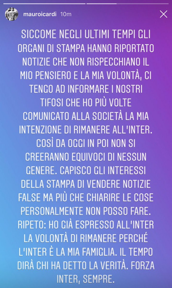 Icardi avvisa l’Inter: “Voglio restare”. Il tormentone dell’estate è pronto