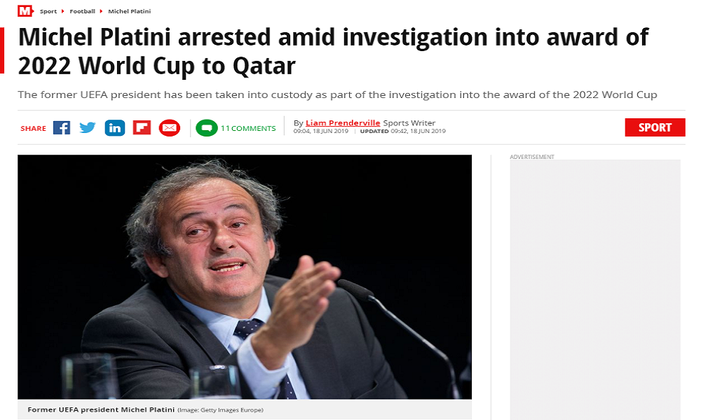 Platini fermato e rilasciato: Qatar 2022, scandalo senza fine Platini fermato e rilasciato: Qatar 2022, scandalo senza fine