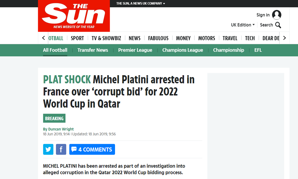 Platini fermato e rilasciato: Qatar 2022, scandalo senza fine Platini fermato e rilasciato: Qatar 2022, scandalo senza fine