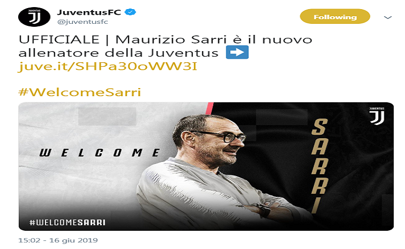 Sarri e Juventus: fine del tormentone: è il nuovo allenatore