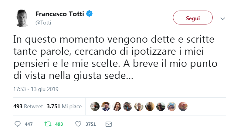 Totti verso l’addio: ecco perché lascia la Roma