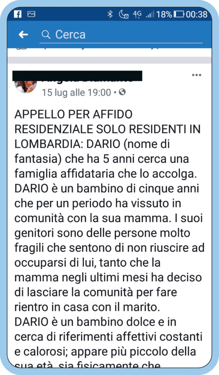 Vuoi un bambino in affido? Vai su facebook Vuoi un bambino in affido? Vai su facebook
