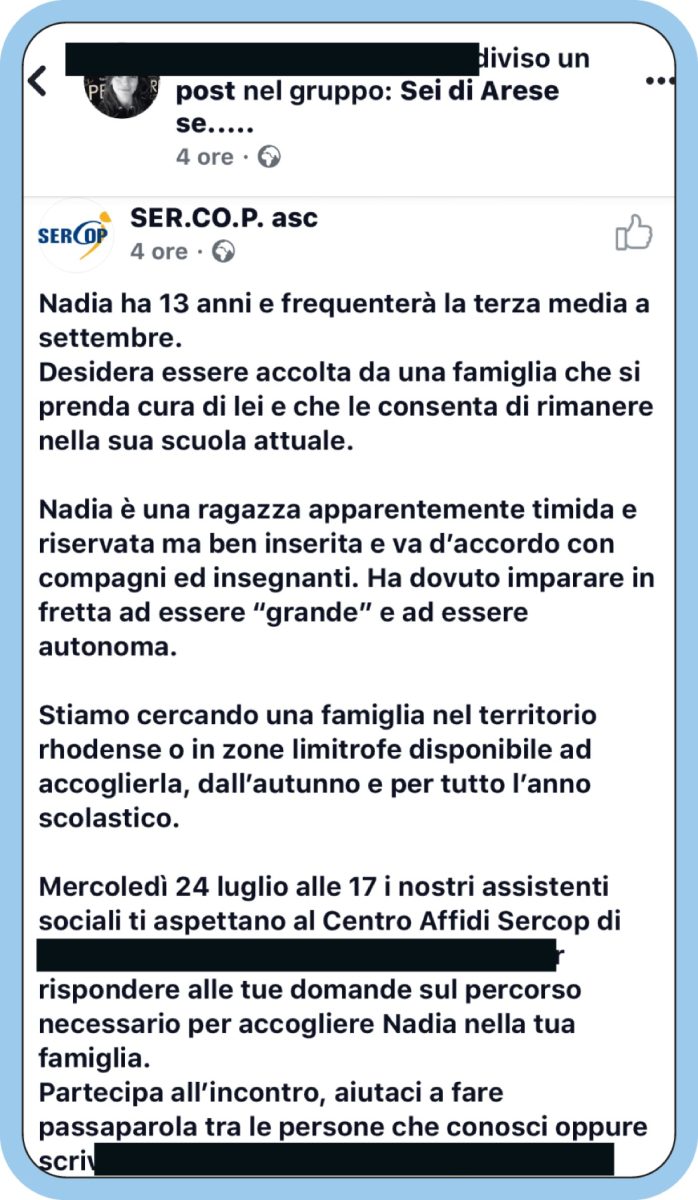 Vuoi un bambino in affido? Vai su facebook Vuoi un bambino in affido? Vai su facebook