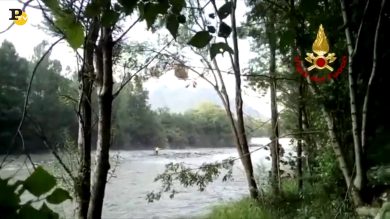 Val Seriana, fiume Serio in piena a causa delle forti piogge