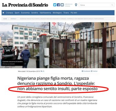 Il razzismo immaginario all’Ospedale di Sondrio