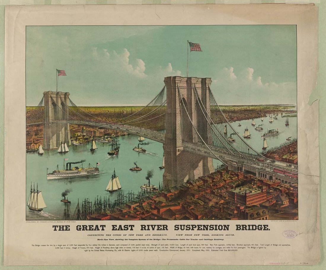 150 anni fa iniziava la costruzione del ponte di Brooklyn (storia e foto)