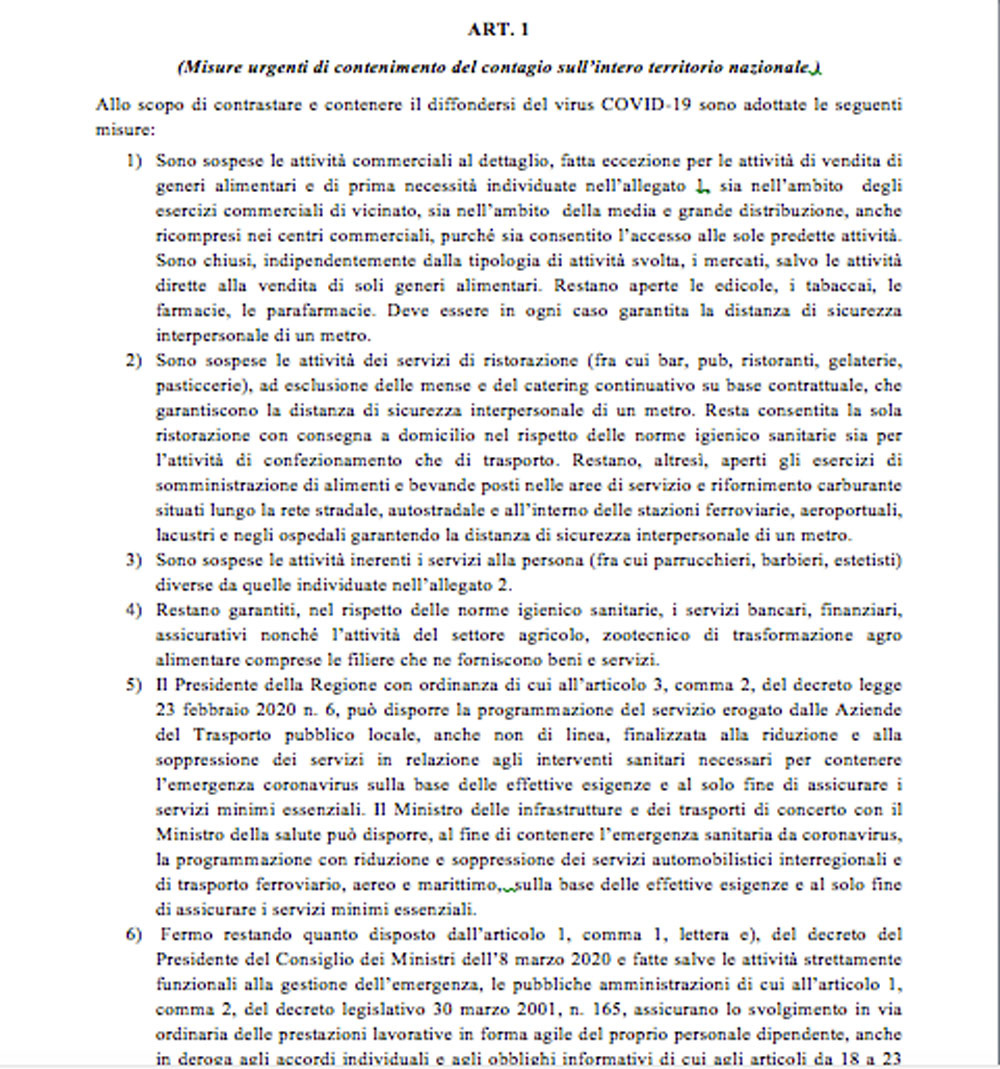 Italia chiusa per Coronavirus Italia chiusa per Coronavirus