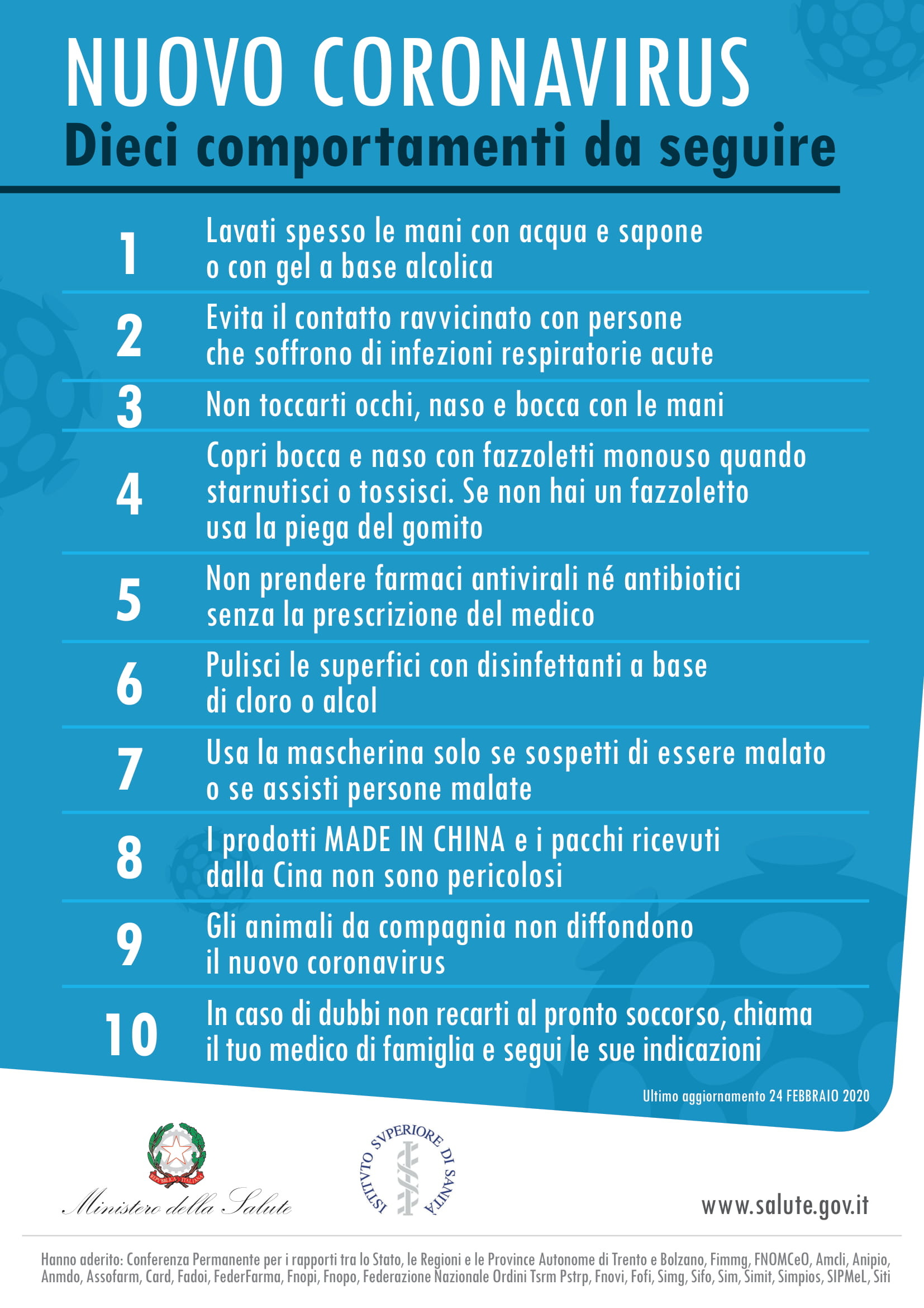 Coronavirus: dieci comportamenti da seguire