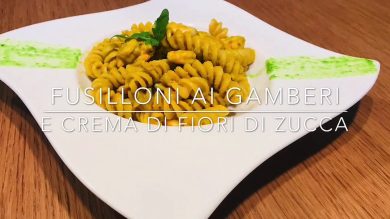 Cuciniamo insieme: fusilloni ai gamberi e crema di fiori di zucca