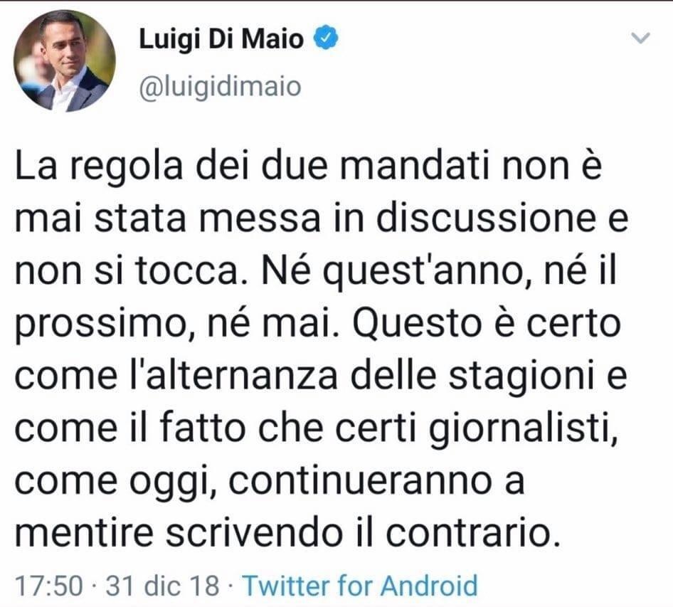 Con il sì al terzo mandato il Movimento scompare. Nasce il Partito 5 stelle Con il sì al terzo mandato il Movimento scompare. Nasce il Partito 5 stelle