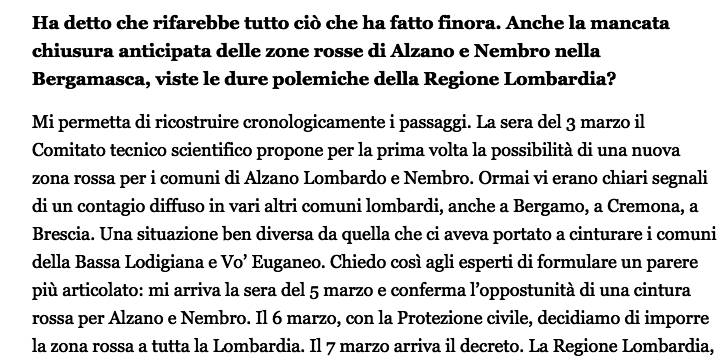 Il CTS smaschera la bugia di Conte Il CTS smaschera la bugia di Conte