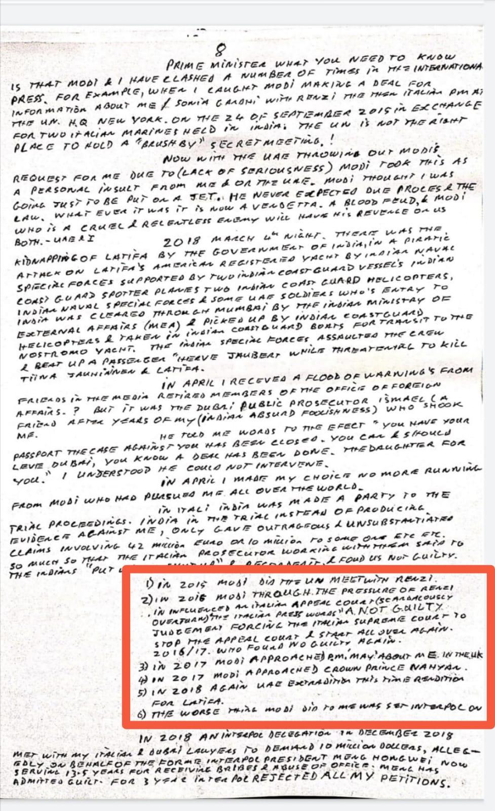 Nell’intrigo sulla principessa rapita spunta una lettera con il nome di Renzi