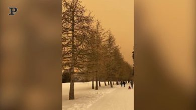 Svizzera, neve e cielo gialli per la sabbia del Sahara | video