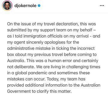 Le scuse (incredibili) di Djokovic Le scuse (incredibili) di Djokovic