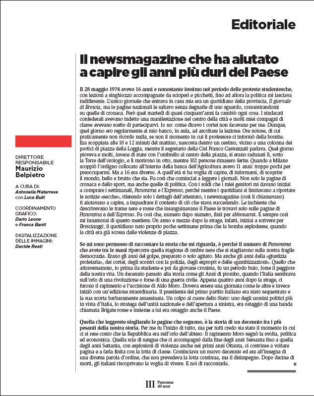 Panorama, Il newsmagazine che ha aiutato
a capire gli anni più duri del Paese Panorama, Il newsmagazine che ha aiutato
a capire gli anni più duri del Paese