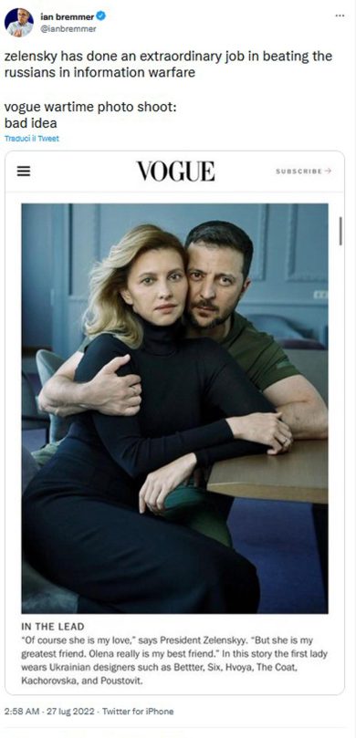 L’incongruenza di Zelensky su Vogue