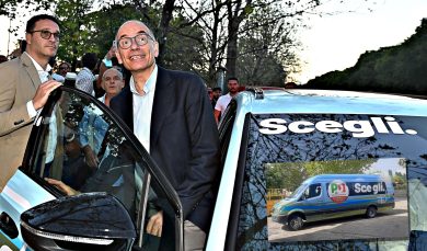 La batteria scarica della campagna elettorale Pd, furgone compreso