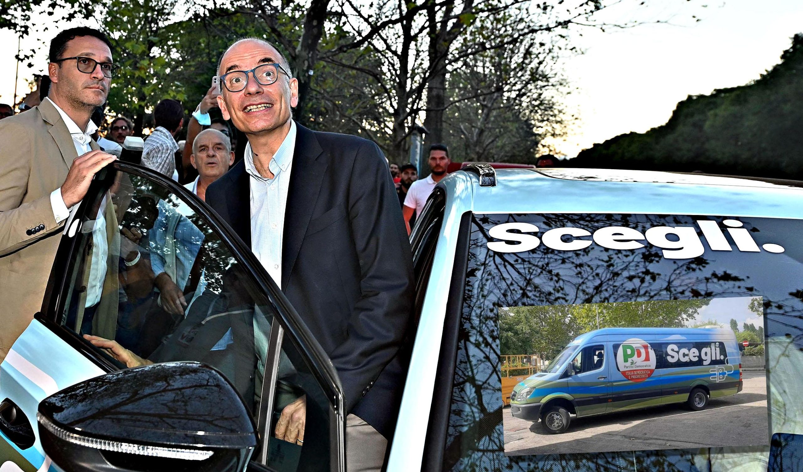 La batteria scarica della campagna elettorale Pd, furgone compreso La batteria scarica della campagna elettorale Pd, furgone compreso