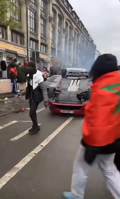 Incidenti a Bruxelles dopo Marocco -Belgio | video