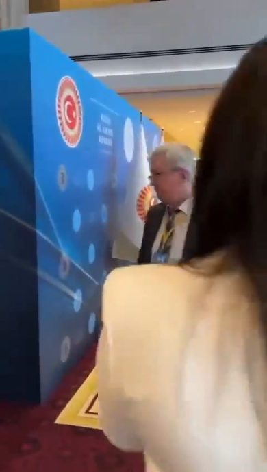 Parlamentare ucraino colpisce collega russo (che gli aveva strappato la bandiera)