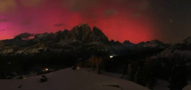 Sulle Dolomiti in Veneto lo spettacolo dell’aurora boreale
