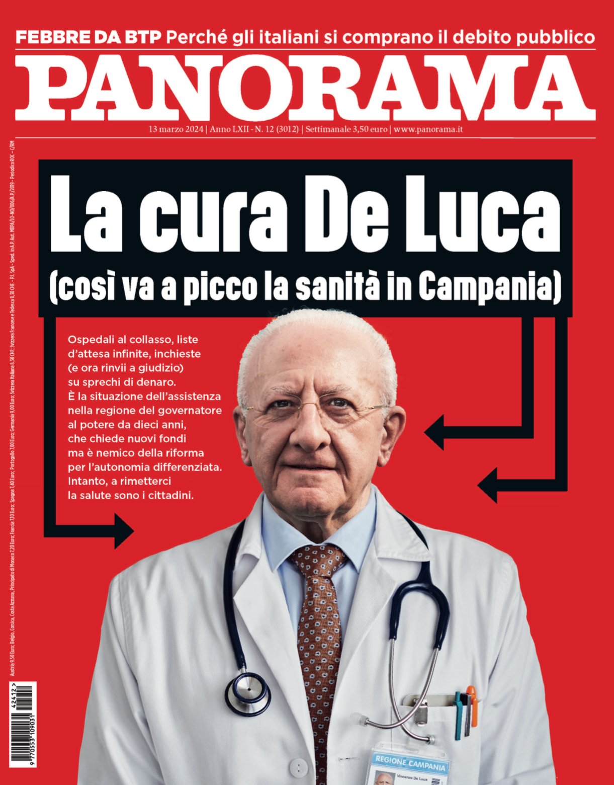 La cura De Luca – Panorama in edicola