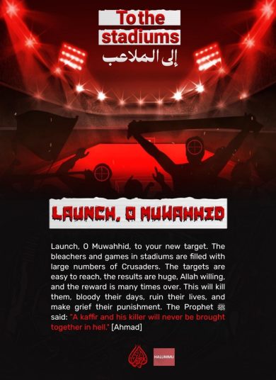 L’Isis minaccia l’occidente ed invita a colpire negli stadi