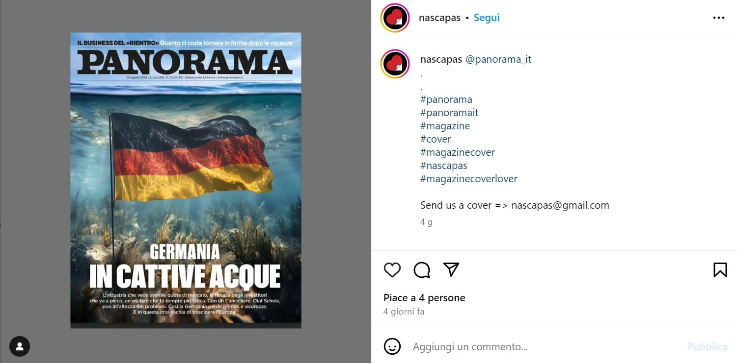 La copertina di Panorama premiata da Nascapas La copertina di Panorama premiata da Nascapas