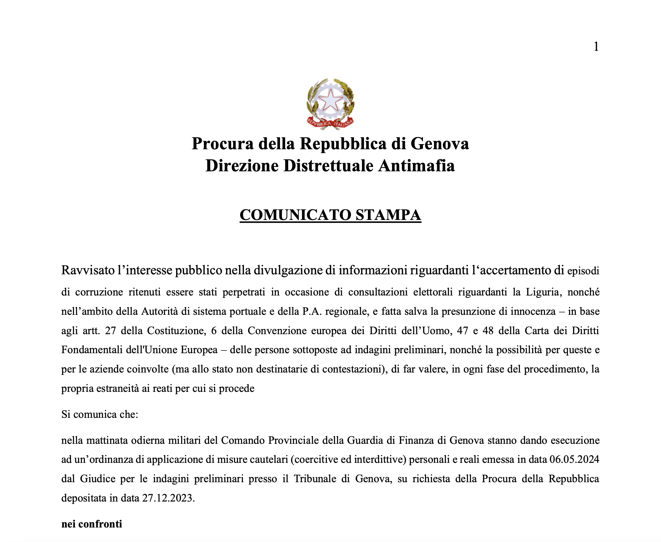 Arrestato Giovanni Toti. Il governatore ai domiciliari