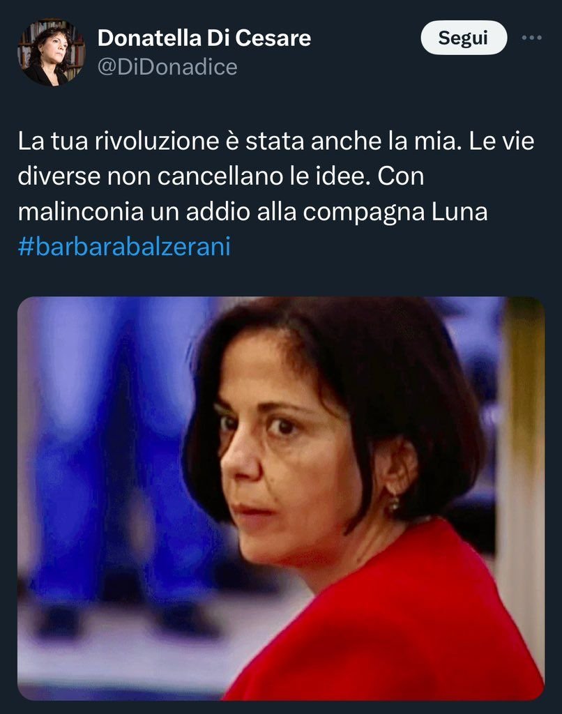 La nostalgia per la Balzerani della docente ed opinionista Donatella Di Cesare