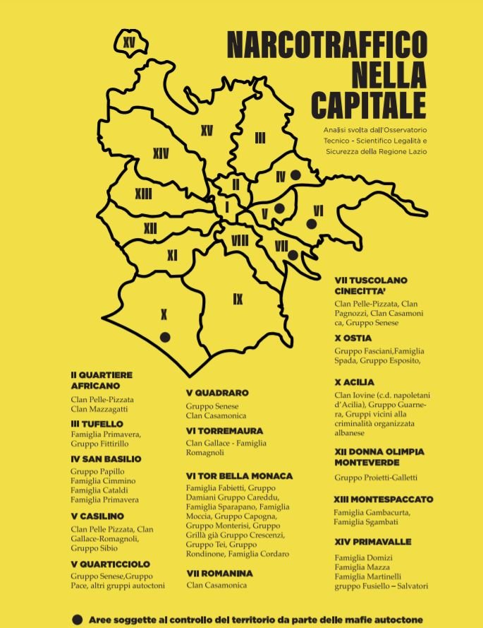 La mappa dello spaccio di droga a Roma La mappa dello spaccio di droga a Roma