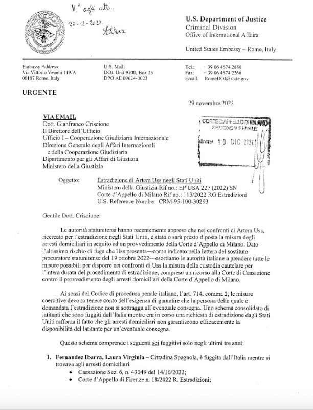 Un nuovo documento inguaia la nostra magistratura sul caso di Artem Uss