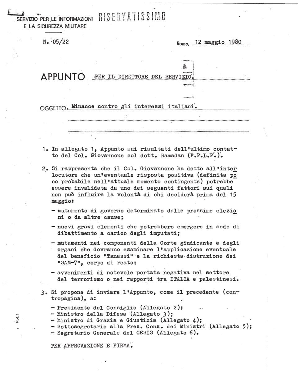 Nuove carte sul Lodo Moro e sul mistero di Ustica
