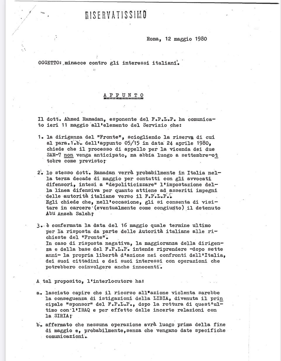 Nuove carte sul Lodo Moro e sul mistero di Ustica