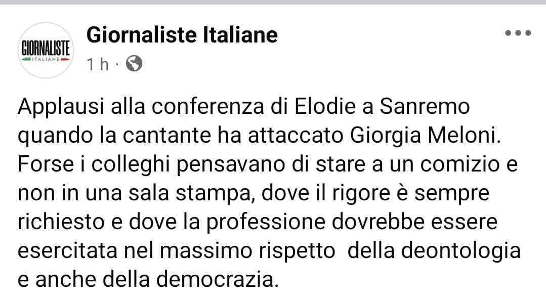 Sanremo 2025: Elodie in conferenza stampa contro Giorgia Meloni