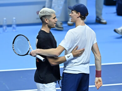 Sinner e Alcaraz in campo a Torino L’allenamento è già uno show