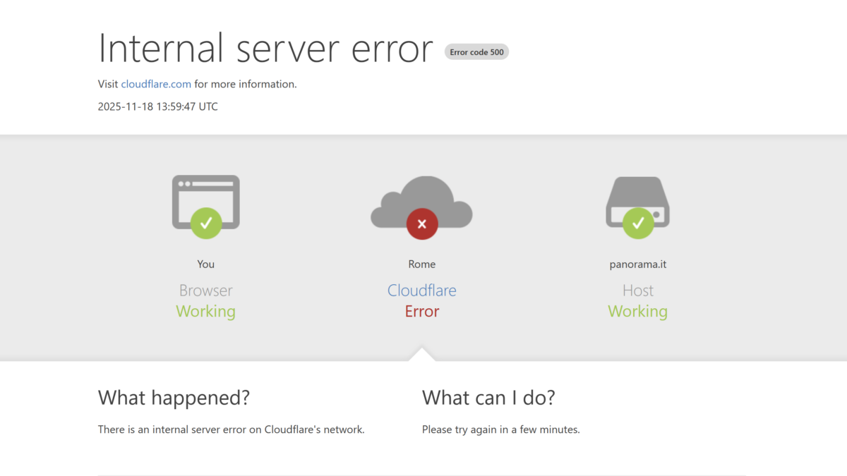 Cloudflare down: ChatGPT muto, X non twitta più e non solo