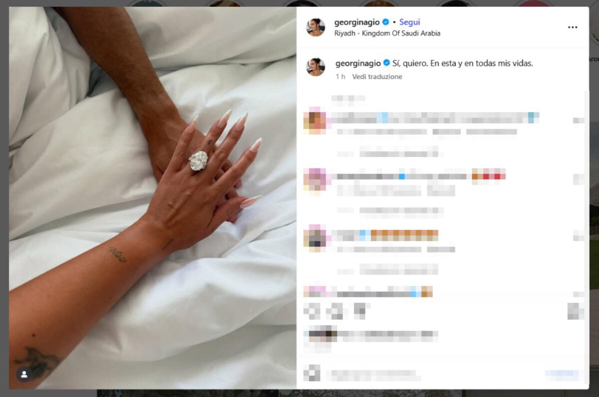 Georgina Rodriguez e quella frase sull’anello: «Il minimo dopo dieci anni di attesa»