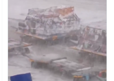 Fiumicino, aeroporto colpito da una violenta grandinata