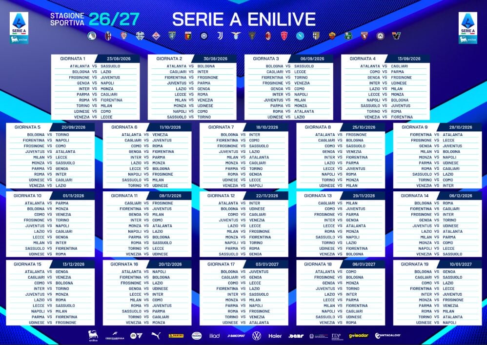 Serie A, ecco il calendario del campionato 2026/2027