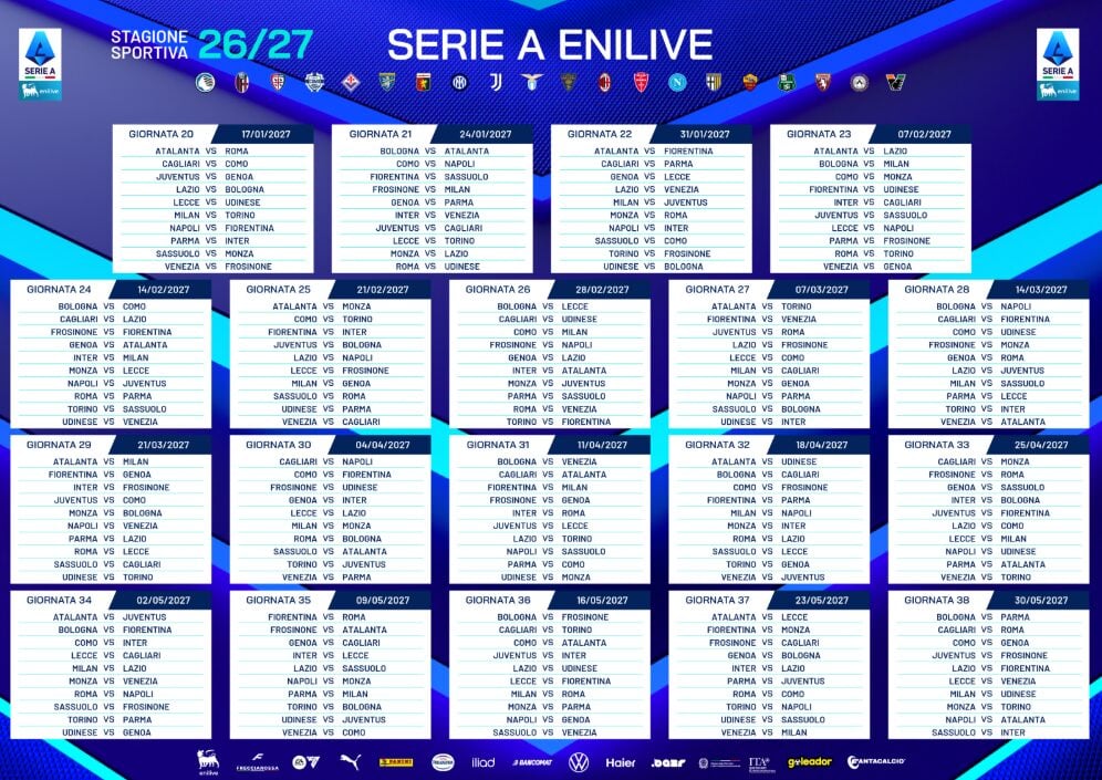 Serie A, ecco il calendario del campionato 2026/2027